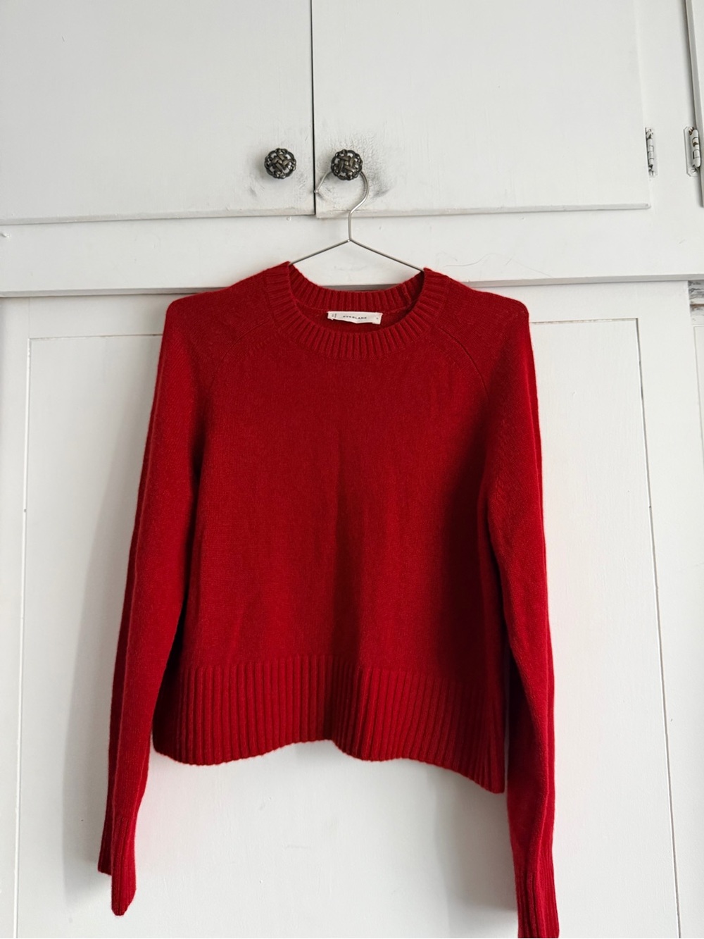 Everlane Boxy Crew Cashmere Sweater - Berry Red